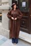 Women's Brown Soft Textured Long Knit Cardigan - 3