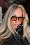 Unisex Cat Eye Square Sunglasses Black Orange