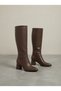 Roksa Premium Pointed Toe Heeled Bitter Brown Boots - 5