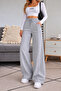 Sweatpants 2 Pieces Black Gray Wide Leg Comfortable Fit Ironed Stripes on the Front - 5