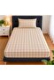 Fitted Elastic Sheet Set (with Pillowcase) Single Double Plaid Beige