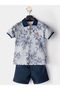 Boy's 3-Piece Set Polo Neck T-Shirt Shorts Belt Set - 3