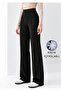 Women's Black Modal Winter Wide-Leg Striped Shirred Oversized High-Waist Soft Texture Elastic Lycra Trousers