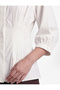 Cotton Buttoned Crew Neck Pleated Detailed Short Balloon Sleeve Peplum Shirt - 4