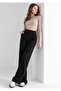 Women's Black Modal Wide-Leg Piped High-Waist Soft-Textured Elastic-Waist Stretch Fabric Trousers - 5