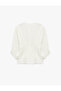 Cotton Buttoned Crew Neck Pleated Detailed Short Balloon Sleeve Peplum Shirt - 6