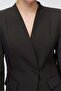 Women's Collarless V-Neck Single Button Blazer Jacket - 6