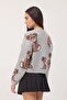 Crew Neck Teddy Bear Patterned Sweater K3447-B6 - 5