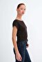 Kayık Neckline Crop T-Shirt P05036 - 5