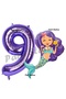 Mermaid 9th Birthday Balloon and Purple Number Balloon Birthday Party Balloon Set - 2