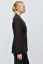Women's Collarless V-Neck Single Button Blazer Jacket - 5