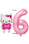 6 Year Old Hello Kitty Balloon and Pink Numbers Birthday Party Set - 2