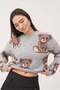 Crew Neck Teddy Bear Patterned Sweater K3447-B6 - 2