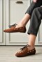 Women's Fula Flat Sole Trok Detail Ballerinas - Brown-Suede - 2
