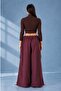 Women's Plum Oversize Micro Satin Palazzo Wide Leg Trousers S-3Xl Compatible - 3