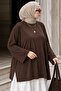 Lavinya Women's Plus Size Oversize Long Sleeve Combed Cotton Blouse Brown - 2
