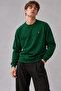 Dark Green Color Men's Crew Neck Sweatshirt - 4