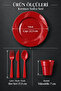 10-Piece Luxury Hard Plastic Party Birthday Presentation Invitation Engagement Promise Plate Cup Fork Spoon Knife Set - 2