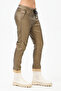 Women's Italian Waist Lace-Up Lycra Faux Leather Trousers 38 - 44 Size - 6