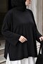 Lavinya Women's Plus Size Oversize Long Sleeve Combed Cotton Blouse Black - 2
