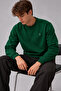 Dark Green Color Men's Crew Neck Sweatshirt - 5