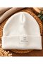 Ecru Beanie with Folded Label Unisex