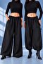 Women's Black Oversize Micro Satin Palazzo Wide Leg Trousers Compatible with S-3Xl