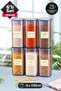 Set of 6 Jumbo Size Labeled Square Food Storage Containers 1750 ml - Hard Lid Large Jar