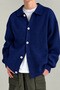 Men's Cardigan Oversize Fit Buttoned Polo Collar Knitwear Sweater Non-Stretch