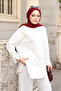 Women's Crew Neck Sleeveless 2 Thread Combed Cotton Basic Tunic 3239 Ecru - 3
