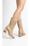 Pointed Toe, Matte, Back Zipper, 35 cm Drawstring Women's Long Boots - 4