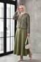 Ethnic Patterned Top Buttoned Scuba Suit - Olive - 3