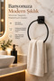 Black Ring Towel Holder Adhesive Open Toilet Roll Holder Solo Roll Paper Holder Set of 3 Bathroom Accessories - 2
