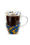 Double Wall Yellow Navy Blue Glass Mug 350 ml – Heat Resistant - 3