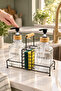 Luxury Glass Double Liquid Soap Dispenser & Detergent Dispenser Set - 500 ml Glass Soap Dispenser with Bamboo Handle and Metal Stand - 4