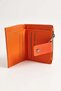 Orange Leather Look Compact Design Functional Card Holder Wallet with Zipper and Snap Closure - 2