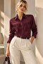 Plum Viscose Blended Classic Collar Long Sleeve Buttoned Western Shirt with Tassel Detail - 4