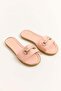 Pink Faux Leather Textured Non-Slip Sole Thick Band Daily Slippers with Gold Buckle Accessories