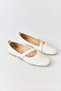 White Patent Leather Textured Flexible Sole with Cross Band Detail, Suitable for Daily Use Ballerinas - 2