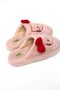 Pink Soft Textured Comfortable Form-Fitting Embroidered and Ribbon Detailed Figured Practical Use Home Slippers - 4