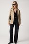 Stone Cotton Blend Stand Collar Raglan Sleeves Buttoned Side Pockets Comfortable Fit Trench Coat - 5
