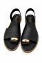 Black Thin Sole Sandals with Gold Buckle Detail, Open Sides, Comfortable Fit, Daily Use Sandals