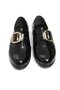 Black Patent Leather Textured Loafer Shoes with Comfortable Metal Accessory Detail, Suitable for Daily Use - 4
