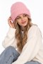 Pink Soft Textured Knitwear Knitted Folded Detailed Ribbed Form Heat Retaining Comfortable Beanie - 2
