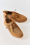 Camel Suede Textured Perforated Design Practical Use Casual Comfortable Form Shoes