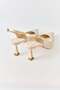 Cream Stone Detailed Pointed Toe Thin Heeled Open Back Strap Design Shoes - 4