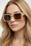Cream Light Bone Frame Rectangular Shape Comfortable Use Detailed Sunglasses