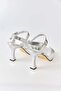 Gray Patent Leather Textured Thin Heeled Ankle Strap Single Strap Simple Design Shoes - 4