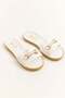 White, Lightweight, Thick-Strap, Comfortable, Everyday Use Slippers with Gold-Colored Accessories. - 2