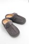 Gray Nubuck Textured Soft Wool Inside, Warm and Comfortable Daily Use Home Slippers - 2